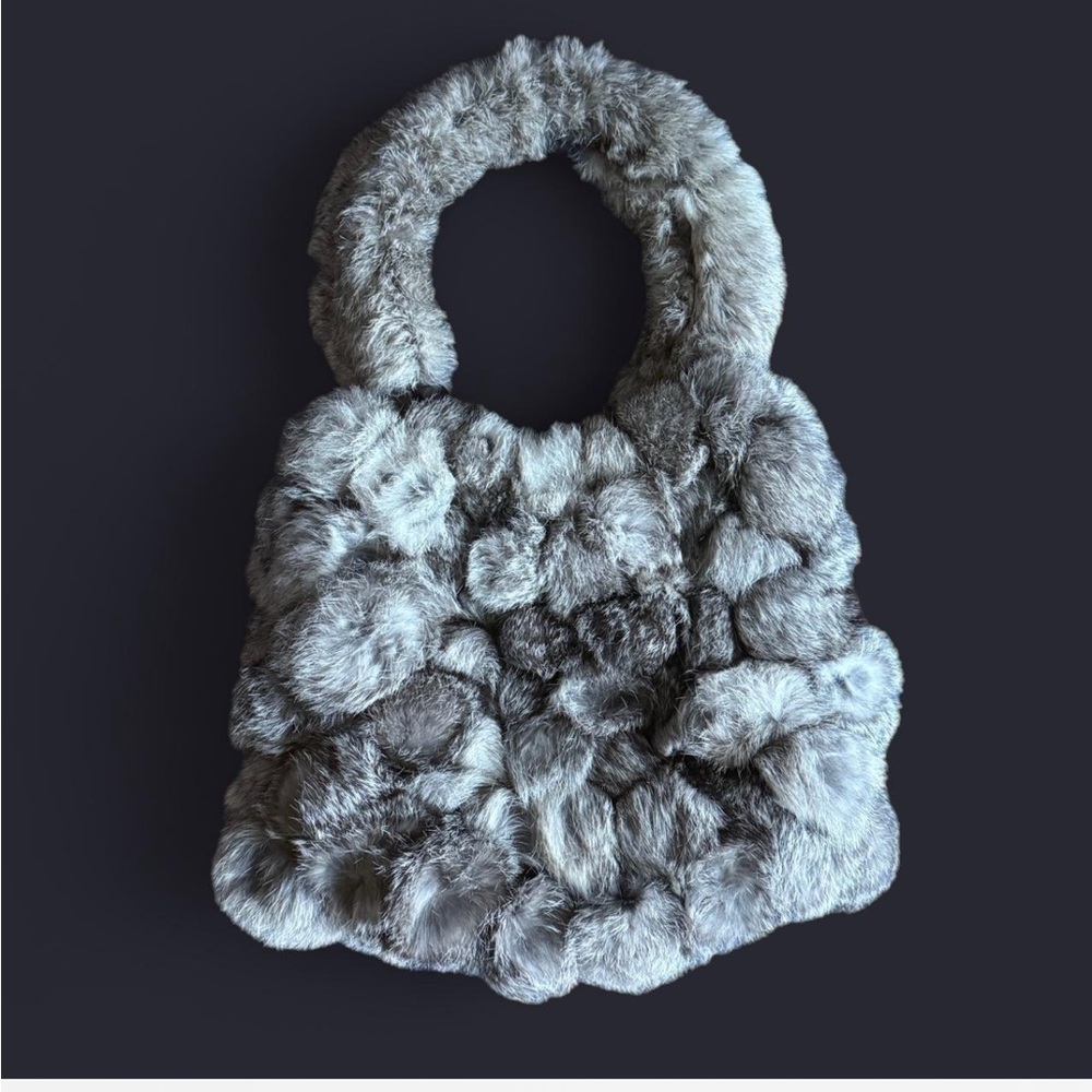 100% rabbit Fur Handbag in Gray